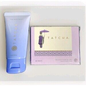 TATCHA Rice Wash Skin Softening Cleanser 1.7 Fl Oz & Japanese Blotting Papers